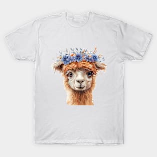 Cute Alpaca with Flower Crown T-Shirt